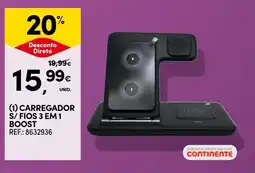 Continente Carregador s/fios 3 em 1 boost promoção