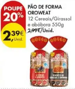 Pingo Doce Pão de forma oroweat promoção