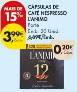 Pingo Doce Cápsulas de café nespresso l'animo forte promoção