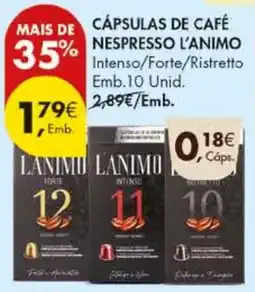Pingo Doce Cápsulas de café nespresso l'animo promoção