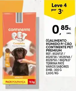 Continente Alimento humido p/ cão continente pet premium promoção