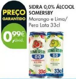 Pingo Doce Sidra 0,0% álcool somersby morango e lima/pera lata promoção