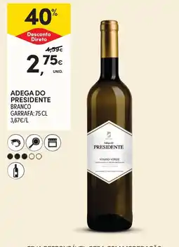 Continente Adega do presidente branco promoção