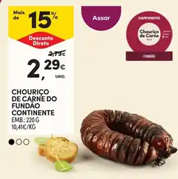Continente Chouriço de carne do fundão continente promoção
