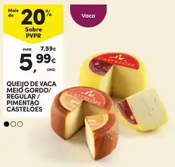 Continente Queijo de vaca meio gordo/regular/pimentão castelões promoção