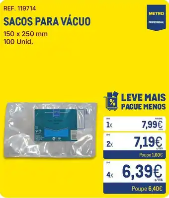 Sacos para vácuo metro professional