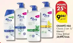 Pingo Doce Champô h&s classic 2 em 1/ mentol/ citrus promoção