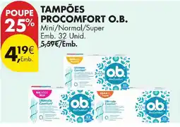 Pingo Doce tampões procomfort o.b. promoção