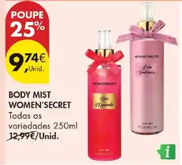 Pingo Doce body mist women'secret promoção