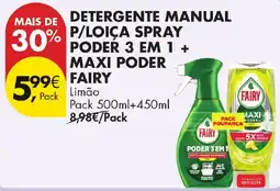 Pingo Doce detergente manual p/loica spray poder 3 em 1 + maxi poder fairy promoção