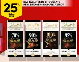 Continente Nas tabletes de chocolate percentagens da marca lindt promoção