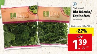 Lidl Chef Select Bio Rúcula/Espinafres 150g/70g promoção