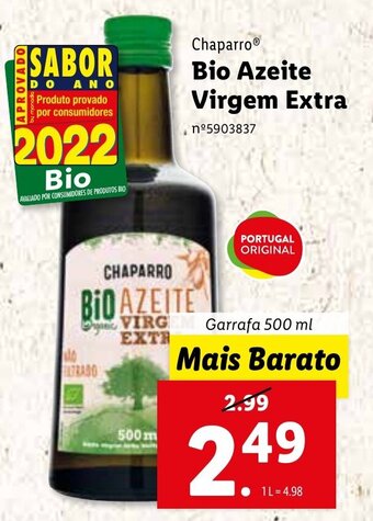 Lidl Chaparro Bio Azeite Virgem Extra 500ml promoção