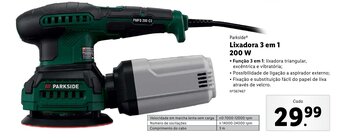 Lidl Parkside Lixadora 3 em 1 200w promoção