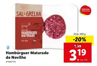 Lidl Hambúrguer Maturado de Novilho 340g promoção