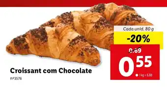 Lidl Croissant com Chocolate 80g promoção
