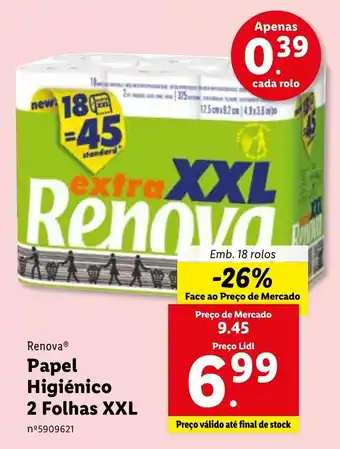 Lidl Renova Papel Higiénico 2 Folhas XXL 18 rolos promoção