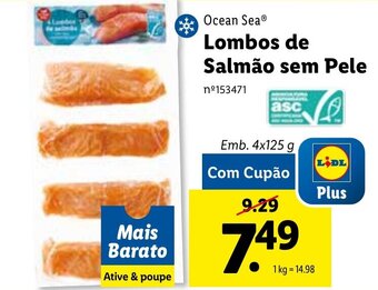 Lidl Ocean Sea Lombos de Salmão sem Pele 4x125g promoção
