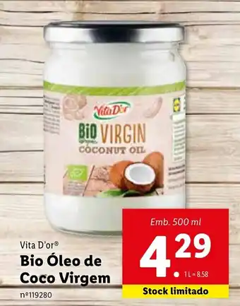 Lidl Vita D'Or Bio Óleo de Coco Virgem 500ml promoção