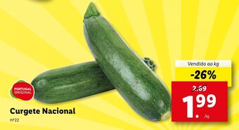 Lidl Curgete Nacional promoção