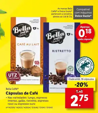 Lidl Bella Caffe Cápsulas de Café 16 cápsulas promoção