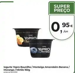 Aqui é fresco Iogurte Yopro Baunilha / Manteiga Amendoim-Banana / Morango / Mirtilo promoção
