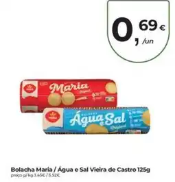 Aqui é fresco Bolacha Maria / Água e Sal Vieira de Castro promoção