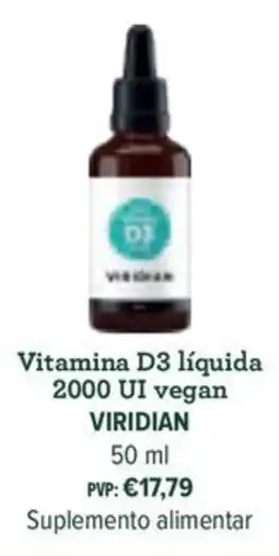 Celeiro vitamina d3 líquida 2000 ui vegan viridian promoção