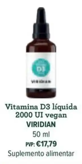 Vitamina d3 líquida 2000 ui vegan viridian