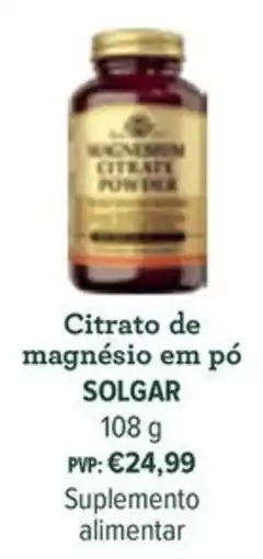 Celeiro Citrato de magnésio em pó solgar promoção