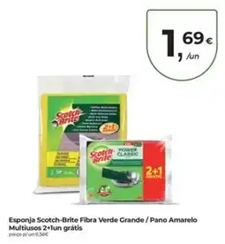 Aqui é fresco Esponja scotch-brite fibra verde grande / pano amarelo promoção