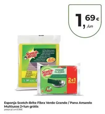 Esponja scotch-brite fibra verde grande / pano amarelo
