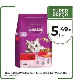 Aqui é fresco Alimentação para gato Whiskas Seco Atum / Galinha / Vaca promoção