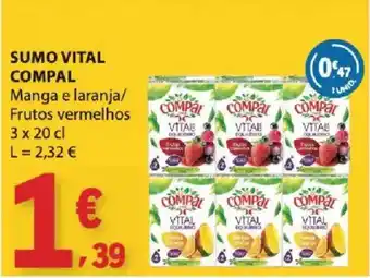 Sumo vital compal manga e laranja/frutos vermelhos