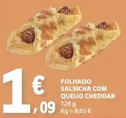 E.Leclerc Folhado salsicha com queijo cheddar promoção