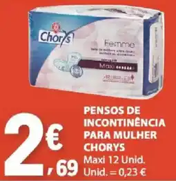 E.Leclerc Pensos de incontinência para mulher chorys promoção