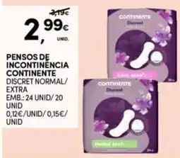 Continente Bom dia Pensos de incontinência continentе discreet normal/extra promoção
