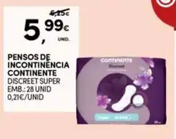 Continente Bom dia Pensos de incontinência continente discreet super promoção