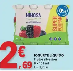 E.Leclerc Mimosa iogurte líquido frutos silvestres promoção