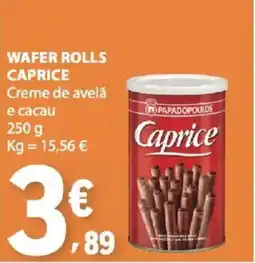 E.Leclerc Wafer rolls caprice creme de avelã e cacau promoção