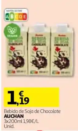 Auchan Bebida de Soja de Chocolate Auchan promoção