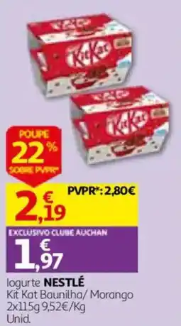 Auchan logurte nestlé kit kat baunilha/ morango promoção