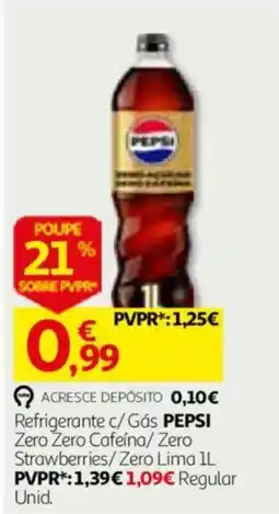Auchan Refrigerante c/Gás PEPSI Zero Zero Caféina/ Zero Strawberries/ Zero Lima 1L promoção