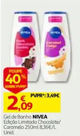 Auchan gel de banho nivea edição limitada chocolate/caramelo promoção