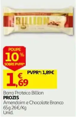 Auchan Barra Proteica Billion PROZIS Amendoim e Chocolate Branco promoção