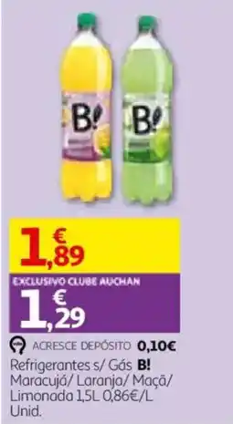 Auchan Refrigerantes S/ Gás B! Maracujá Laranja Maçã Limonada promoção