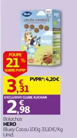 Auchan Bolachas Hero Bluey Cacau promoção