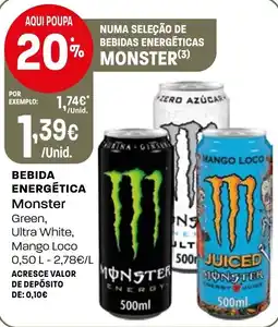 Intermarché Bebida energética monster green, ultra white, mango loco promoção
