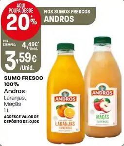 Intermarché Sumo fresco 100% andros laranjas, maçãs promoção