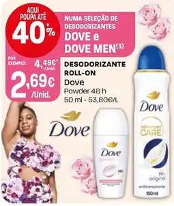 Intermarché desodorizante roll-on dove powder 48 h promoção
